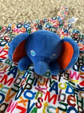 Blue Plush Elephant Toy with Orange Ears - Baby Lovey